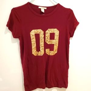Forever 21 Burgundy and Gold Tee